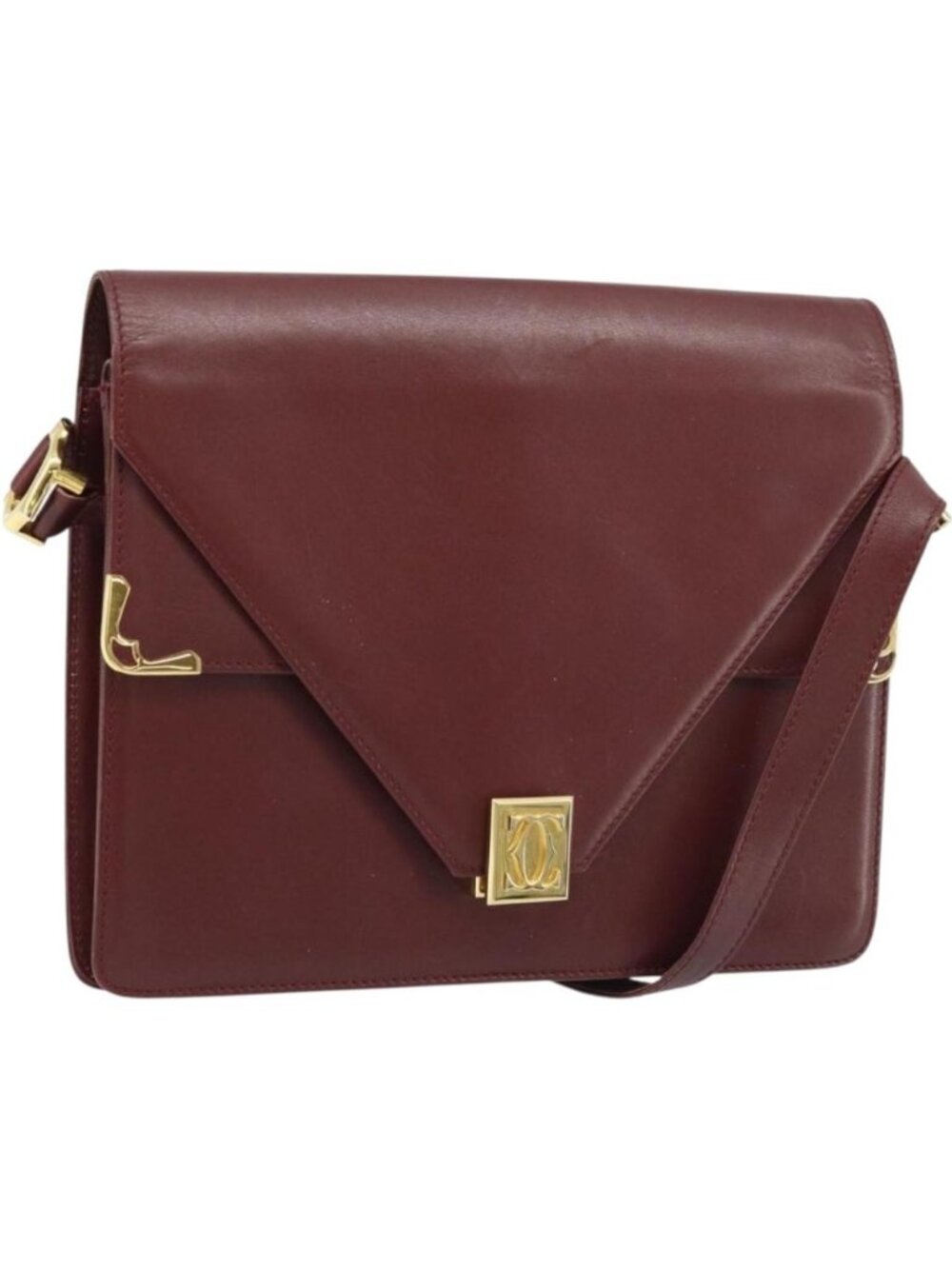 CARTIER Must Line Shoulder Bag Leather Bordeaux Gold